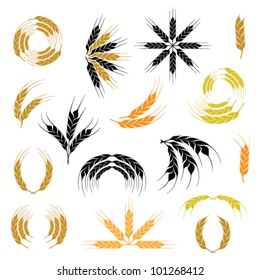 Wheat Ear Icon And Wreath Set