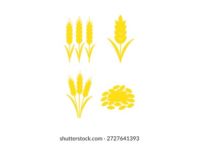 Iconos de desgaste de trigo establecen siluetas de Vector. Colección de Vector de espiguilla de trigo negro. Conjunto de tallo de trigo. Siluetas de plantas de cereales. siluetas. iconos vectoriales. Diseño eps