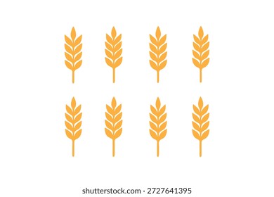 Ícones de orelha de trigo definem silhuetas vetoriais. Coleção de vetores de espigueta de trigo negro. Conjunto de pedúnculo de trigo. Silhuetas de plantas de cereais. silhuetas. ícones vetoriais. Design - eps