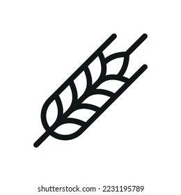 Wheat ear isolated vector icon, wheat grain outline icon, agriculture linear vector icon with editable stroke