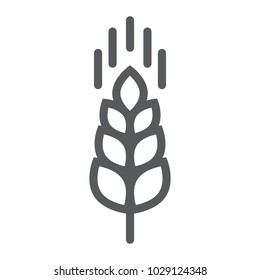 Wheat ear line icon, farming and agriculture, grain sign vector graphics, a linear pattern on a white background, eps 10.