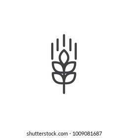 Wheat ear line icon, outline vector sign, linear style pictogram isolated on white. Cereal organic symbol, logo illustration. Editable stroke