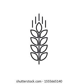 Wheat Ear Line Icon, Outline Vector Sign, Linear Style Pictogram Isolated On White. Symbol, Logo Illustration. Editable Stroke. Pixel Perfect