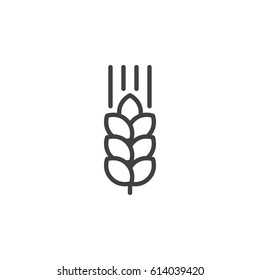 Wheat Ear Line Icon, Outline Vector Sign, Linear Style Pictogram Isolated On White. Symbol, Logo Illustration. Editable Stroke. Pixel Perfect