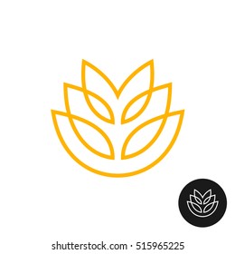 Wheat ear linear style logo. Thin line bakery symbol.