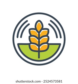 Wheat ear logo design. Wheat stalk inside circle,  representing farm, harvest, and agriculture. Perfect for branding, business, or website.