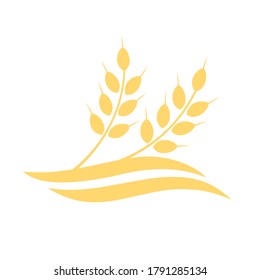 Wheat ear logo label isolated on white background vector. Flat design.