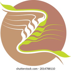 logotipo del oído de trigo con hojas en círculo