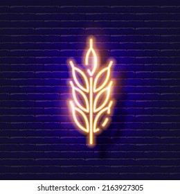Wheat ear neon icon. The concept of gardening and agriculture. Vector sign for design, website, signboard, banner, advertisement.