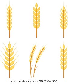 Wheat ear set, icon, stock vector, logo isolated on a white background. Illustration