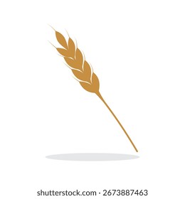 Desgaste de trigo con sombra. Icono de otoño. Vector.	