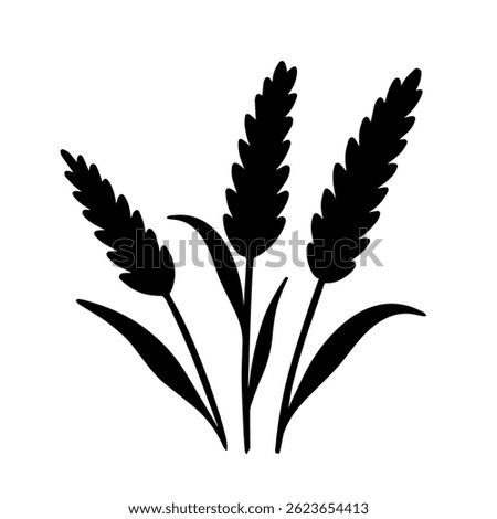 Wheat ear silhouette. Hand drawn vector illustration, isolated on background.