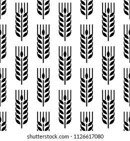 Wheat Ear Spica Icon Seamless Pattern Vector Art Illustration