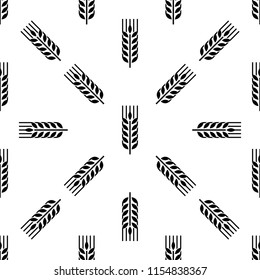 Wheat Ear Spica Icon Seamless Pattern Vector Art Illustration