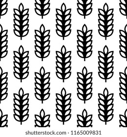 Wheat Ear Spica Icon Seamless Pattern Vector Art Illustration
