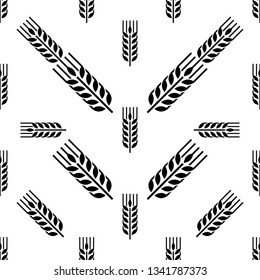 Wheat Ear Spica Icon Seamless Pattern Vector Art Illustration
