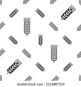 Wheat Ear Spica Icon Seamless Pattern Vector Art Illustration