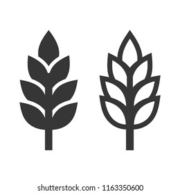 Wheat Ear Spica Icon Set on White Background. Vector