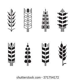 Wheat ear symbols for logo icon set, leaves icons, graphic design elements