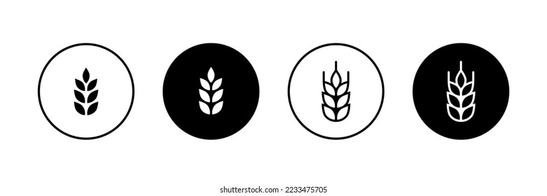 Wheat ear vector icon set. Agriculture outline and filled symbol. Cereals grain logo in circle