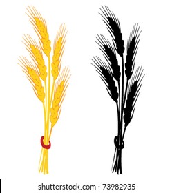 Ilustración vectorial de trigo. Silueta amarilla y negra