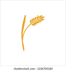 Wheat ears. Barley or rice yellow silhouette, beer or bakery logo isolated elements, organic farm elements for label and emblem, bread packaging, decorative objects, ripe spikelets vector illustration