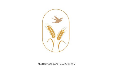 wheat ears and bird design, simple and elegant, suitable for logo or icon