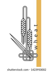 Wheat ears. Design element for bakery, brewery, wheat products, farm shop, farmer market. Linear icon, symbol, sign, logo.