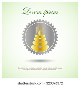 Wheat ears and gear or cog icon