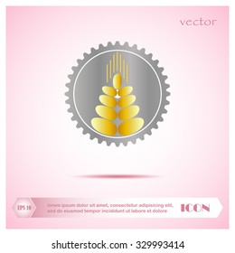 Wheat ears and gear or cog icon