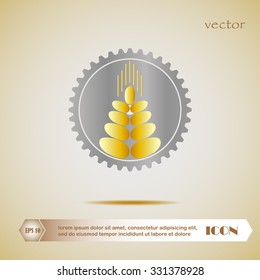 Wheat ears and gear or cog icon