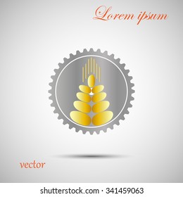 Wheat ears and gear or cog icon