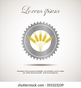 Wheat ears and gear or cog icon