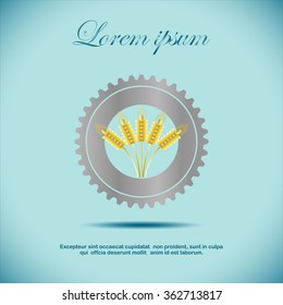 Wheat ears and gear or cog icon