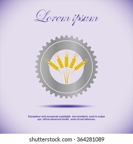 Wheat ears and gear or cog icon