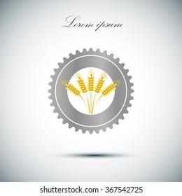 Wheat ears and gear or cog icon