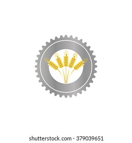 Wheat ears and gear or cog icon