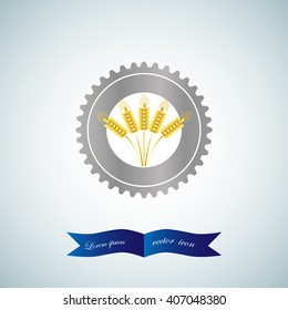 Wheat ears and gear or cog icon