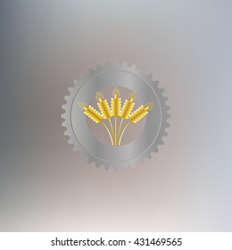 Wheat ears and gear or cog icon