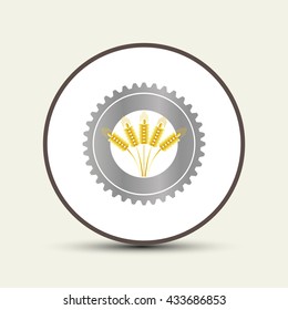 Wheat ears and gear or cog icon