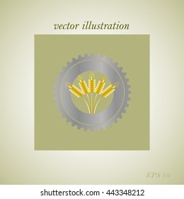 Wheat ears and gear or cog icon