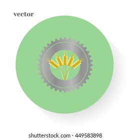Wheat ears and gear or cog icon