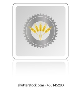 Wheat ears and gear or cog icon