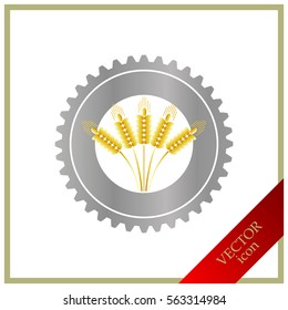 Wheat ears and gear or cog icon