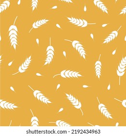 Wheat ears and grains seamless pattern