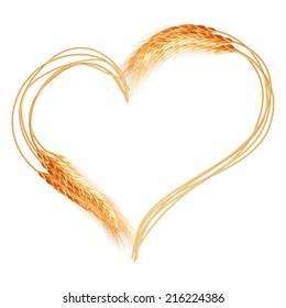Wheat ears Heart isolated on the white background. EPS 10