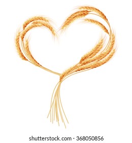 Wheat ears Heart isolated on the white background. EPS 10 vector file included