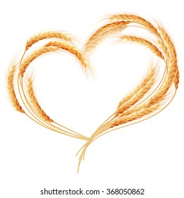 Wheat ears Heart isolated on the white background. EPS 10 vector file included
