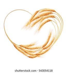 Wheat ears Heart isolated on the white background. EPS 10 vector file included