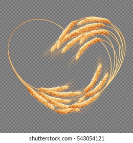 Wheat ears Heart isolated on the transparent background. EPS 10 vector file included